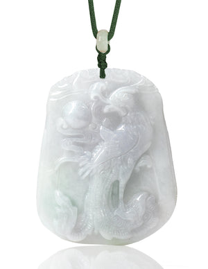 Dragon Phoenix Jade Necklace  | Certified Genuine Grade A Jadeite Jade Pendant Necklace | Dahlia