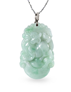 Chinese Zodiac Jade Necklace | Certified Genuine Grade A Jadeite Jade Pendant Necklace 16" + 8" Extender | Dahlia