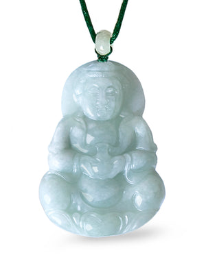 Guan Yin Jade Necklace Pendant Jadeite Jade Green Chinese Good Luck Dahlia Stone Gemstone Certified Genuine fortune