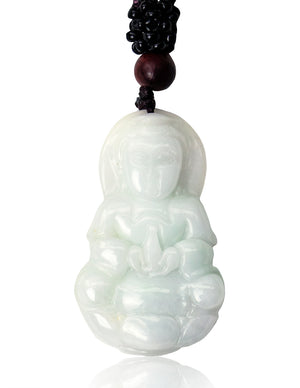 Guan Yin Jade Necklace Pendant Jadeite Jade Green Chinese Good Luck Dahlia Stone Gemstone Certified Genuine fortune