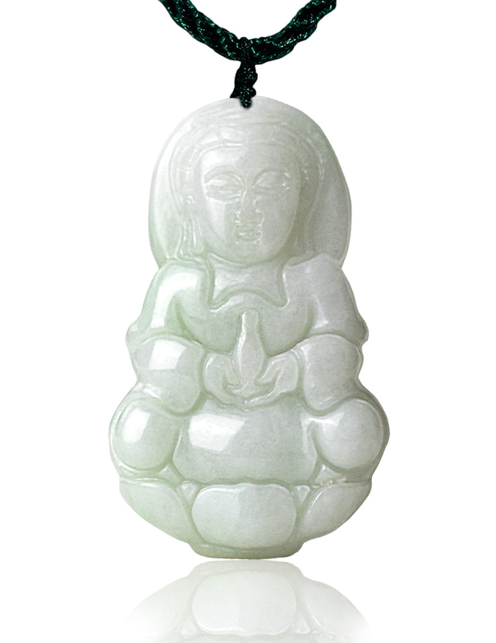Guan Yin Jade Necklace | Mercy Goddess | Certified Genuine Grade A Jadeite Jade Pendant Necklace | Dahlia