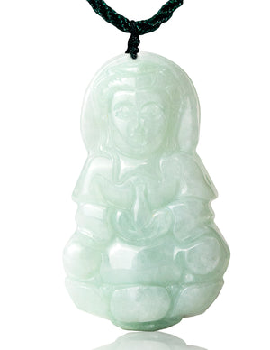 Guan Yin Jade Necklace Pendant Jadeite Jade Green Chinese Good Luck Dahlia Stone Gemstone Certified Genuine fortune