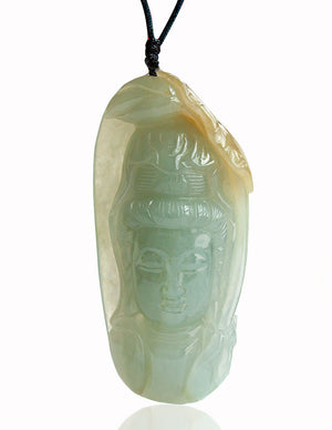 Guan Yin Jade Necklace Pendant Jadeite Jade Green Chinese Good Luck Dahlia Stone Gemstone Certified Genuine fortune