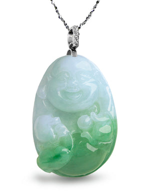 Jade Necklace | Laughing Buddha Jade Pendant Necklace | Dahlia