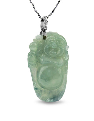 Jade Necklace | Laughing Buddha Jade Pendant Necklace | Dahlia