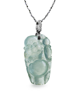 Jade Necklace | Laughing Buddha Jade Pendant Necklace | Dahlia