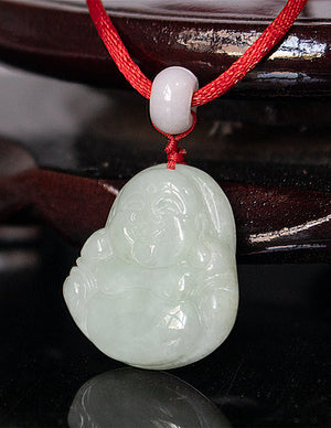 Laughing Buddha Jade Necklace | Certified Genuine Grade A Jadeite Jade Pendant Necklace| Dahlia