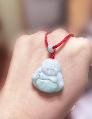 Laughing Buddha Jade Necklace | Certified Genuine Grade A Jadeite Jade Pendant Necklace| Dahlia