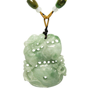 Qilin Dragon Jade Necklace Jadeite Jade Green Chinese Good Luck Dahlia Stone Gemstone Certified Genuine