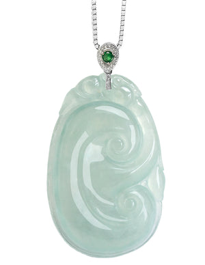 Dahlia Ruyi Jade Necklace, Real Grade A Certified Burma Jadeite for "Dream Comes True"