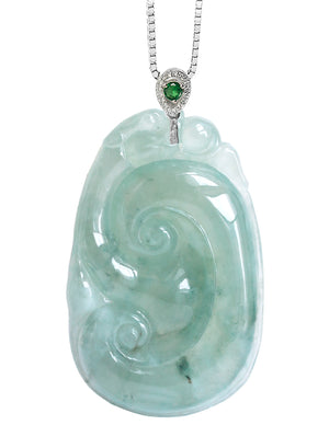 Dahlia Ruyi Jade Necklace, Real Grade A Certified Burma Jadeite for "Dream Comes True"