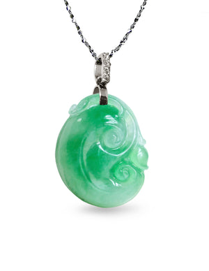 Dahlia Ruyi Jade Necklace, Real Grade A Certified Burma Jadeite for "Dream Comes True"