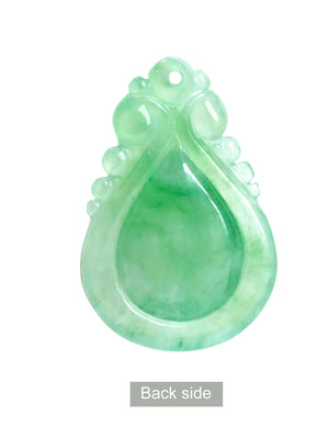 Dahlia Ruyi Jade Necklace, Real Grade A Certified Burma Jadeite for "Dream Comes True"