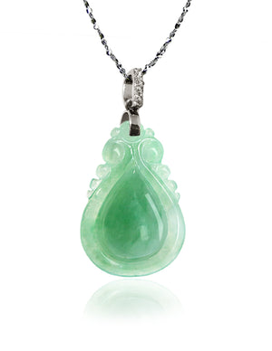 Dahlia Ruyi Jade Necklace, Real Grade A Certified Burma Jadeite for "Dream Comes True"