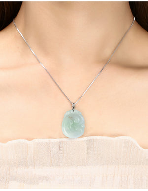 Dahlia Ruyi Jade Necklace, Real Grade A Certified Burma Jadeite for "Dream Comes True"