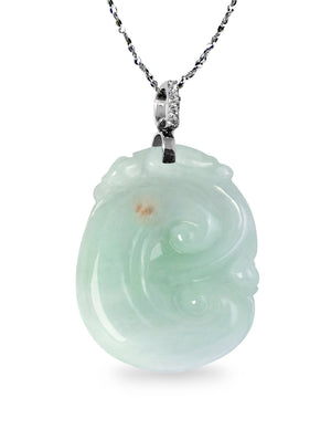 Dahlia Ruyi Jade Necklace, Real Grade A Certified Burma Jadeite for "Dream Comes True"