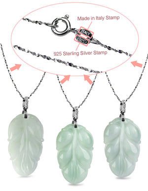 Leaf Jade Necklace | Real Grade A Certified Burma Jadeite for Grace and Prosperity 