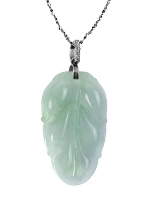 Leaf Jade Necklace | Real Grade A Certified Burma Jadeite for Grace and Prosperity 