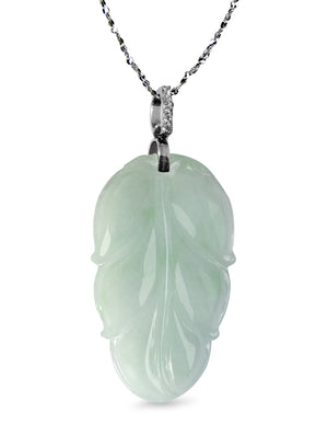 Leaf Jade Necklace | Real Grade A Certified Burma Jadeite for Grace and Prosperity 