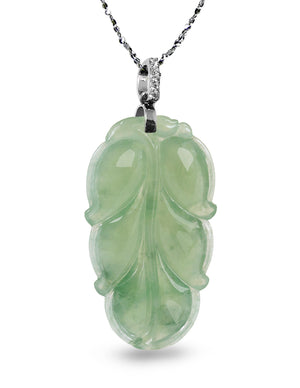 Leaf Jade Necklace | Real Grade A Certified Burma Jadeite for Grace and Prosperity 