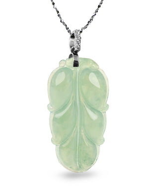 Leaf Jade Necklace | Real Grade A Certified Burma Jadeite for Grace and Prosperity 