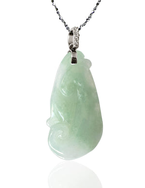 Dahlia Ruyi Jade Necklace, Real Grade A Certified Burma Jadeite for "Dream Comes True"