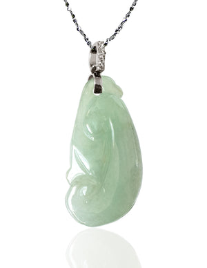 Dahlia Ruyi Jade Necklace, Real Grade A Certified Burma Jadeite for "Dream Comes True"