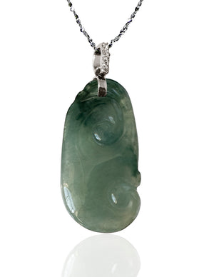 Dahlia Ruyi Jade Necklace, Real Grade A Certified Burma Jadeite for "Dream Comes True"