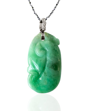 Dahlia Ruyi Jade Necklace, Real Grade A Certified Burma Jadeite for "Dream Comes True"