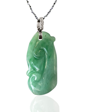 Dahlia Ruyi Jade Necklace, Real Grade A Certified Burma Jadeite for "Dream Comes True"