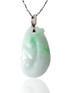 Dahlia Ruyi Jade Necklace, Real Grade A Certified Burma Jadeite for "Dream Comes True"