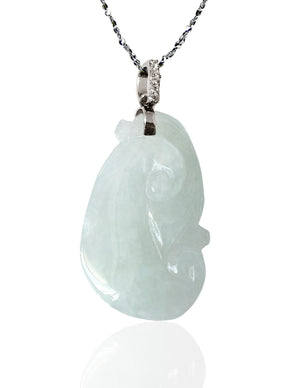 Dahlia Ruyi Jade Necklace, Real Grade A Certified Burma Jadeite for "Dream Comes True"