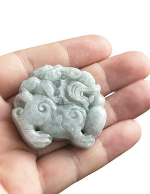 Double-Sided Qilin Dragon Jade Necklace | Real Grade A Certified Burma Jadeite for Wisdom and Auspiciousness | Dahlia