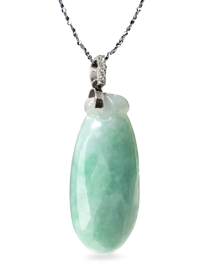 Melon Jade Necklace | Certified Genuine Grade A Jadeite Jade Pendant Necklace 16" + 8" Extender | Dahlia