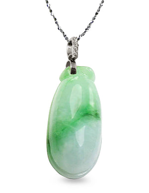 Jade Necklace | Blessing Melon Jadeite Jade Pendant Necklace, 16" + 8" Extender | Dahlia