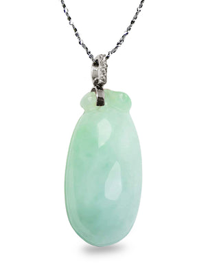 Jade Necklace | Blessing Melon Jadeite Jade Pendant Necklace, 16" + 8" Extender | Dahlia