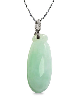 Jade Necklace | Blessing Melon Jadeite Jade Pendant Necklace, 16" + 8" Extender | Dahlia