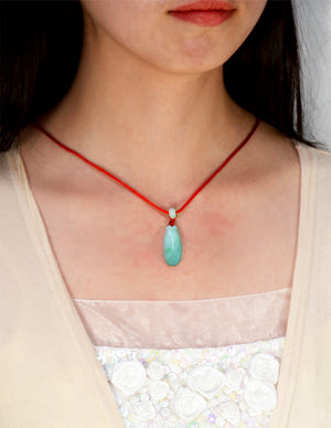 Jade Necklace | Blessing Melon Jadeite Jade Pendant Necklace, 16" + 8" Extender | Dahlia