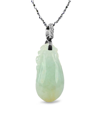 Fu Lu Shou Jade Necklace Pendant Jadeite Jade Green Chinese Good Luck Dahlia Stone Gemstone Certified Genuine fortune