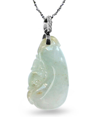 Fu Lu Shou Jade Necklace Pendant Jadeite Jade Green Chinese Good Luck Dahlia Stone Gemstone Certified Genuine fortune