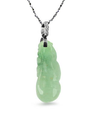 Fu Lu Shou Jade Necklace Pendant Jadeite Jade Green Chinese Good Luck Dahlia Stone Gemstone Certified Genuine fortune