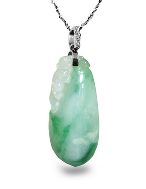 Fu Lu Shou Jade Necklace Pendant Jadeite Jade Green Chinese Good Luck Dahlia Stone Gemstone Certified Genuine fortune