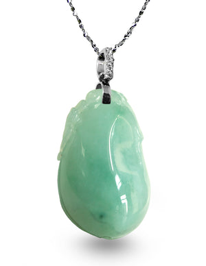 Fu Lu Shou Jade Necklace Pendant Jadeite Jade Green Chinese Good Luck Dahlia Stone Gemstone Certified Genuine fortune