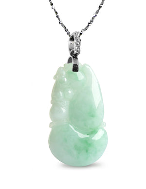 Fu Lu Shou Jade Necklace Pendant Jadeite Jade Green Chinese Good Luck Dahlia Stone Gemstone Certified Genuine fortune