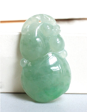 Fu Lu Shou Jade Necklace Pendant Jadeite Jade Green Chinese Good Luck Dahlia Stone Gemstone Certified Genuine fortune