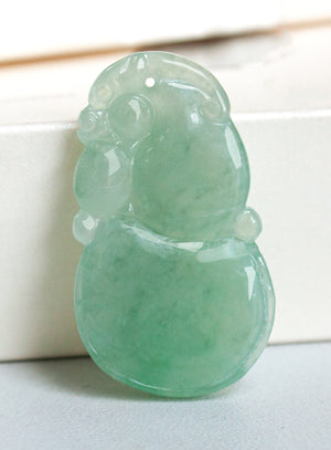 Fu Lu Shou Jade Necklace Pendant Jadeite Jade Green Chinese Good Luck Dahlia Stone Gemstone Certified Genuine fortune