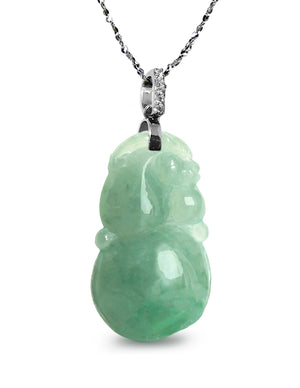 Fu Lu Shou Jade Necklace Pendant Jadeite Jade Green Chinese Good Luck Dahlia Stone Gemstone Certified Genuine fortune