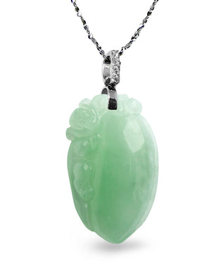 Fu Lu Shou Jade Necklace Pendant Jadeite Jade Green Chinese Good Luck Dahlia Stone Gemstone Certified Genuine fortune