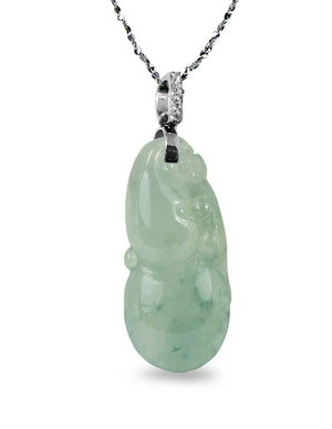 Fu Lu Shou Jade Necklace Pendant Jadeite Jade Green Chinese Good Luck Dahlia Stone Gemstone Certified Genuine fortune