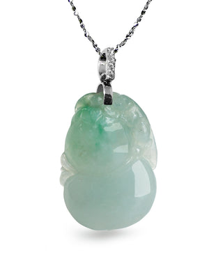 Fu Lu Shou Jade Necklace Pendant Jadeite Jade Green Chinese Good Luck Dahlia Stone Gemstone Certified Genuine fortune